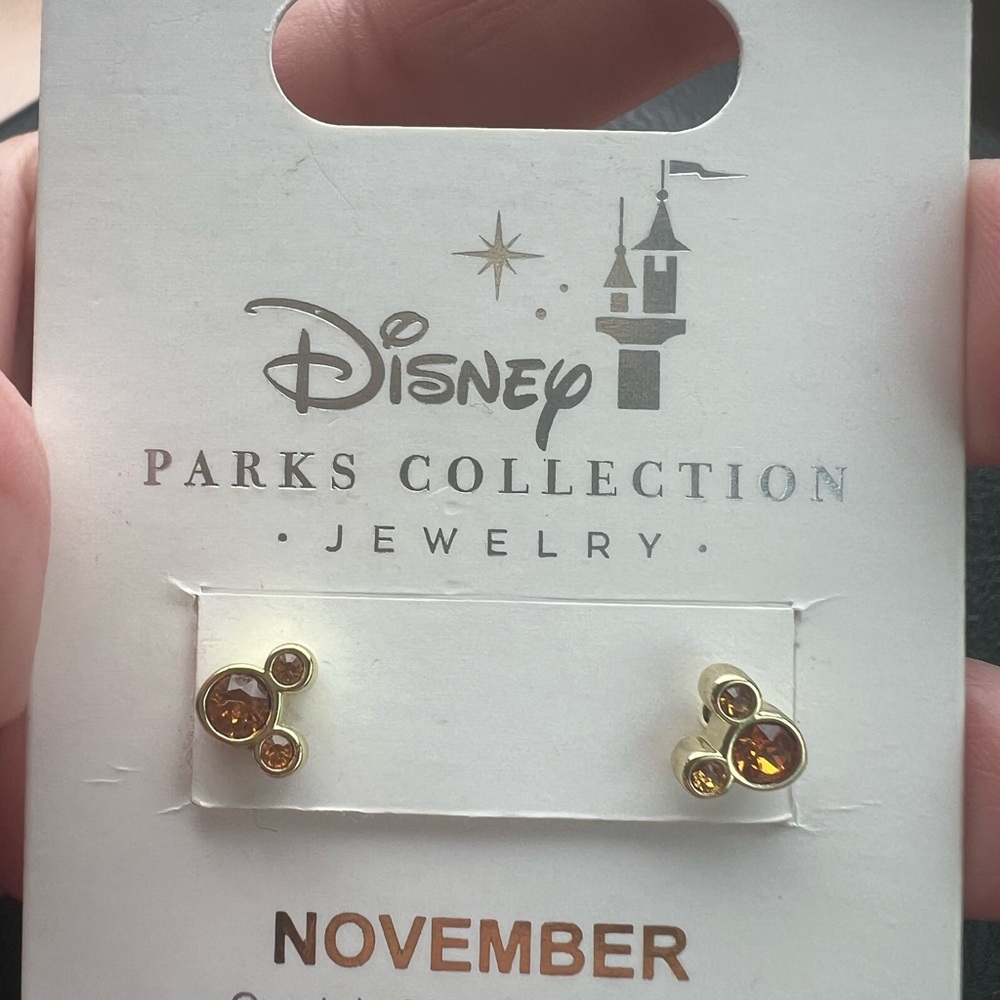 Disney Gold Mickey Earrings with Amber Crystals